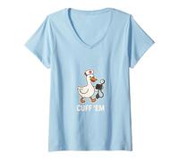Donna Cuff 'Em Nurse Duck Funny Pun Healthcare PRO Humor Maglietta con Collo a V
