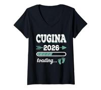 Donna CUGINA 2026 Loading Regalo Divertente cugine maggiori Maglietta con Collo a V