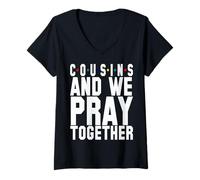 Donna Cugini e preghiamo Insieme cristiani Uomini Donne cristiani cristiani Maglietta con Collo a V