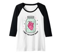 Donna Cuore Anatomico in Barattolo Amore Coppia Strega Romantico Maglia con Maniche Raglan
