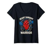 Donna Cuore Aperto Cuore Chirurgia Guerriero Cool Mens Get Well Patient Maglietta con Collo a V