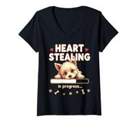 Donna Cuore Cairn Terrier Cane Divertente Regalo Cairn Puppy Maglietta con Collo a V