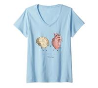 Donna Cuore & Cervello With Love Maglietta con Collo a V