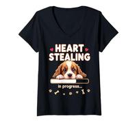 Donna Cuore Cocker Spaniel Cane Divertente Regalo Cocker Spaniel Cucciolo Maglietta con Collo a V