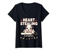 Donna Cuore dalmata cane divertente regalo cucciolo dalmata Maglietta con Collo a V