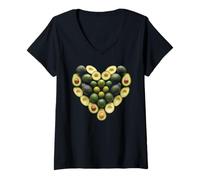 Donna Cuore di avocado vegetale Maglietta con Collo a V