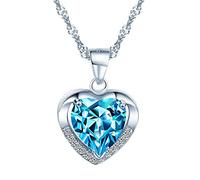 Donna Cuore di Cristallo Collana Argento Cuore Ciondolo, 925 Sterling Silver Catena Lunghezza: 45cm