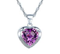 Donna Cuore di Cristallo Collana Argento Cuore Ciondolo, 925 Sterling Silver Catena Lunghezza: 45cm