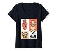 Donna Cuore di Una Persona Normale Il Mio Cuore Amanti dei Cani Maglietta con Collo a V