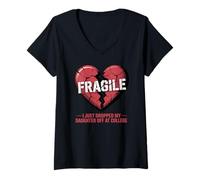 Donna Cuore Fragile Ho Appena Lasciato mia Figlia al College Maglietta con Collo a V
