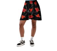 Donna Cuore Rosa Filo Spinato Stampa Svasato Skater Gonna Moda Alternativa