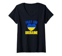 Donna Cuore Ucraina Stand Con Ucraina Maglietta con Collo a V