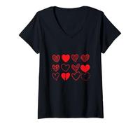 Donna Cuori Set Dodici Variazioni Maglietta con Collo a V