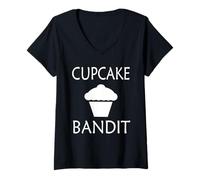 Donna Cupcake Bandit Funny Sweet Tooth Maglietta con Collo a V