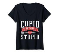 Donna Cupid Rhymes with Stupid Maglietta con Collo a V