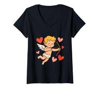 Donna Cupido Celeste del romanticismo eterno e Infinite frecce dell'amore Maglietta con Collo a V
