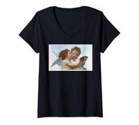 Donna Cupido e Psiche Due Angeli Bambino Maglietta con Collo a V