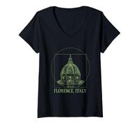 Donna Cupola del Duomo di Firenze Il Duomo Schizzo Vintage Italia Maglietta con Collo a V