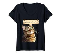 Donna Curioso Tabby nella Mia Gatta Lady Era Maglietta con Collo a V