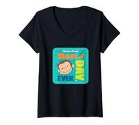 Donna Curious George Best Day Ever Patch Maglietta con Collo a V