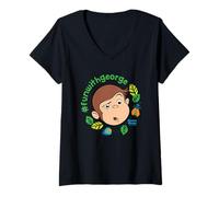 Donna Curious George Fun with George Springtime Maglietta con Collo a V