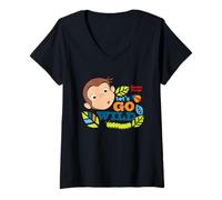 Donna Curious George Lets Go Wild Maglietta con Collo a V