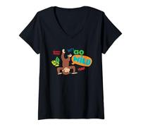 Donna Curious George Lets Go Wild Upside Down Maglietta con Collo a V