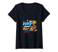 Donna Curious George Run Jump & Play all Day Maglietta con Collo a V