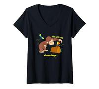 Donna Curious George Spring Exploration Maglietta con Collo a V