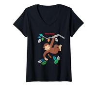 Donna Curious George Spring Swing Adventure Maglietta con Collo a V