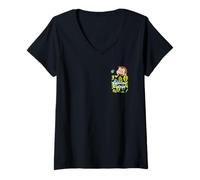Donna Curious George Springtime Faux Pocket Peek Maglietta con Collo a V