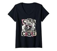 Donna Curls And Chaos - Barboncino per Capelli Ricci Maglietta con Collo a V