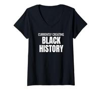 Donna Currently Creating Black History Bold Statement Tee Maglietta con Collo a V