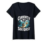Donna Currently On A Side Quest Gamer Nerd Rpg Gaming Maglietta con Collo a V