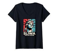 Donna Curtis Sliwa per Il sindaco di New York Divertente PRO Sliwa Cool Trendy Maglietta con Collo a V