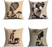Donna Cuscini Divano 50x50cm Cuscini per Divano Elefante Motivo Set di 4, Lino Federe Copricuscini con Cerniera Invisibile per Divano Arredo Camera Da Letto Soggiorno Ufficio, Regalos w-2298