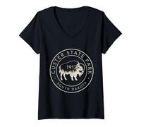 Donna Custer State Park, South Dakota, Bison Vintage Pride Maglietta con Collo a V