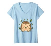 Donna Custodia a forma di riccio per bambini e bambini, stile Kawaii Maglietta con Collo a V
