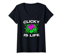 Donna Custom Mechanical Keyboard Clicky Is Life Maglietta con Collo a V