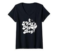 Donna Custom That's My Boy #6 Jersey Baseball Mamma Baseball Papà Maglietta con Collo a V