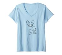 Donna Cute Animal Lover Fennec Fox Maglietta con Collo a V
