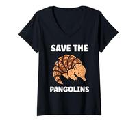 Donna Cute Baby Animals Pangolin Cute Simple Save The pangolins Maglietta con Collo a V