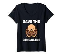 Donna Cute Baby Animals Pangolin Cute Simple Save The pangolins Maglietta con Collo a V