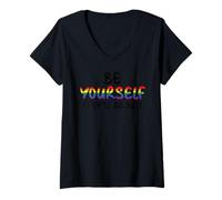 Donna Cute be Yourself LGBT - Self Love Gay Ally LGBTQ Pride Month Maglietta con Collo a V