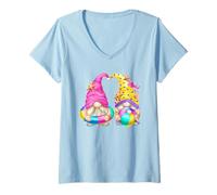 Donna Cute Beach Lover Gnomies with Flip Flops for Summer Vacation Maglietta con Collo a V