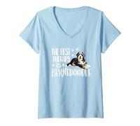 Donna Cute Best Therapy Bernedoodle Dog Lover Maglietta con Collo a V