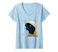 Donna Cute Black Pug Motif for Pug Lovers for Rainy Days & Pug Mom Maglietta con Collo a V