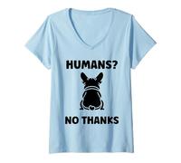 Donna Cute Bulldog Dog Quote Funny Bulldog No Thanks Maglietta con Collo a V