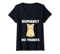Donna Cute Bulldog Dog Quote Funny Bulldog No Thanks Maglietta con Collo a V