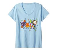 Donna Cute Candy Crew Halloween Candy Corn Gummy Worm Lollipop Maglietta con Collo a V
